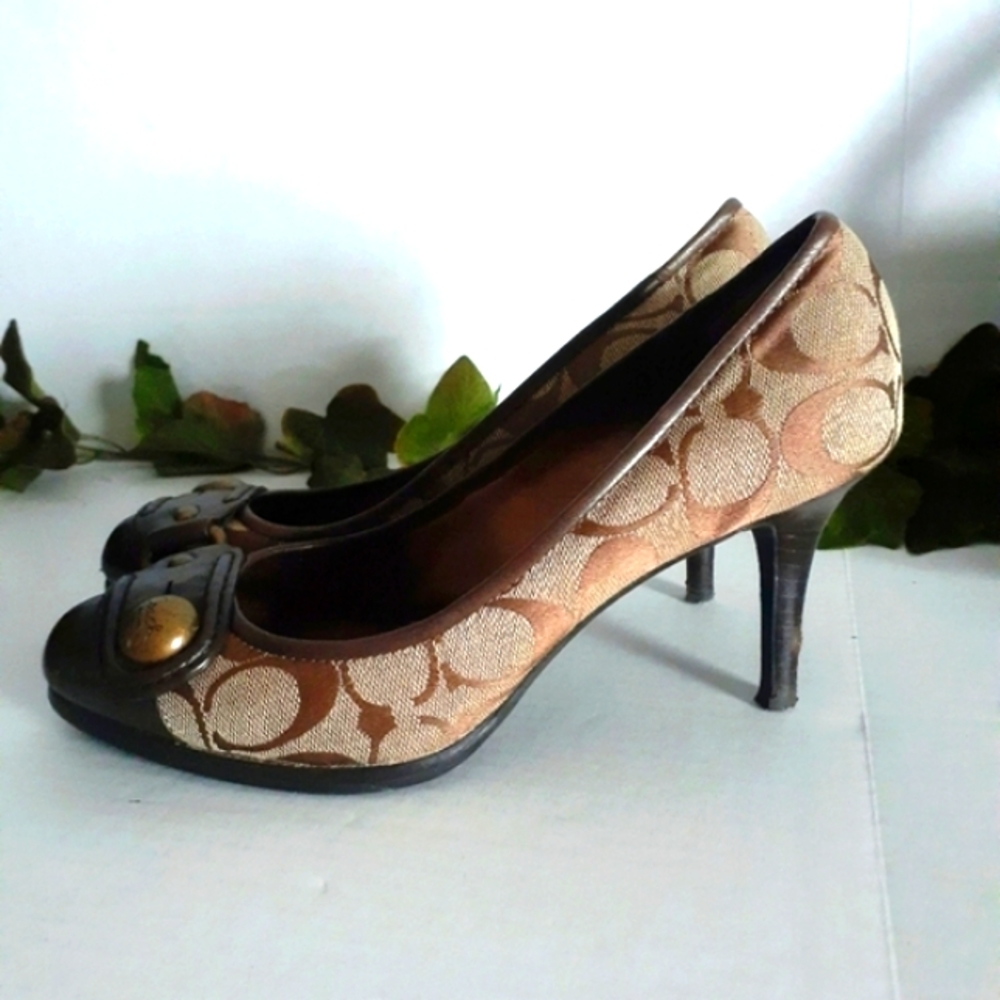 Coach Signature Coated Canvas and Leather Pump - Picture 8 of 16